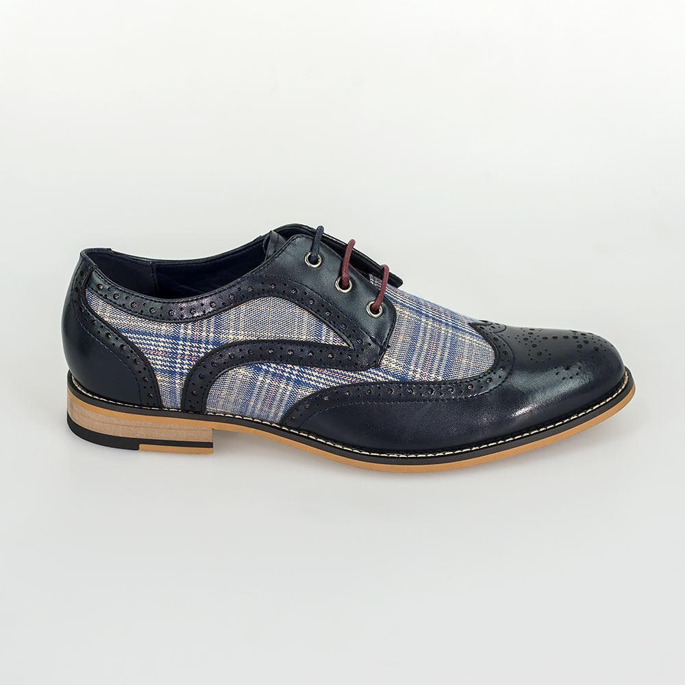 Cavani Oslo Navy Check Shoes | SuitsMe