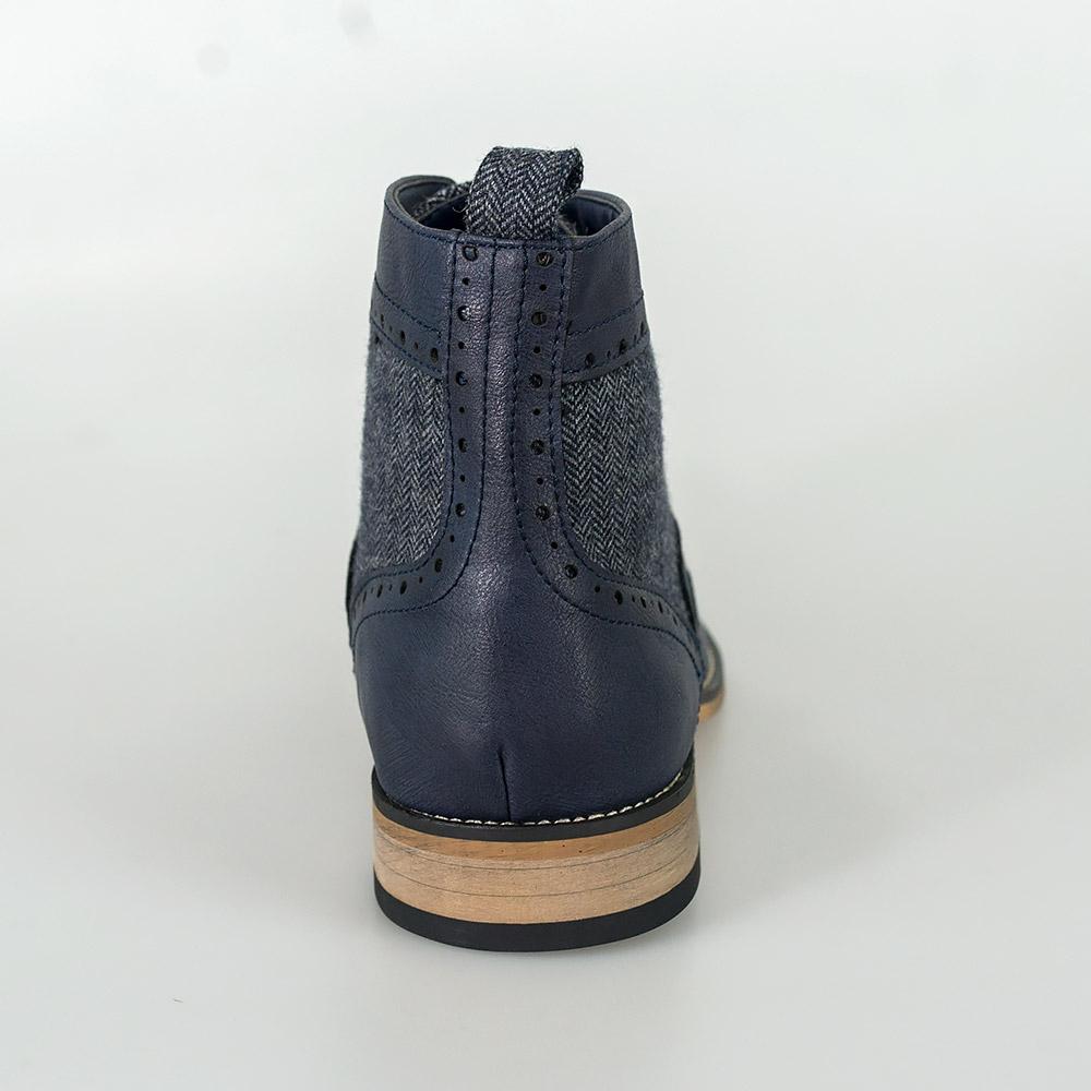 Cavani Sherlock Navy Tweed Boots | SuitsMe