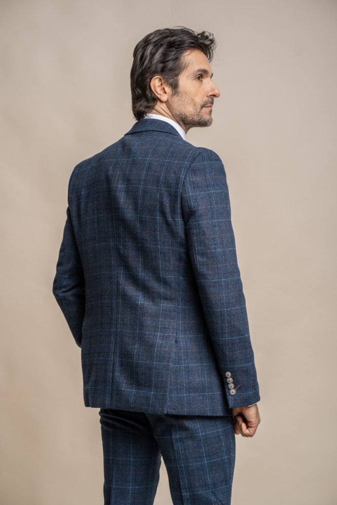 Cavani | Cavani Carnegi 3 Piece Blue Check Tweed Suit
