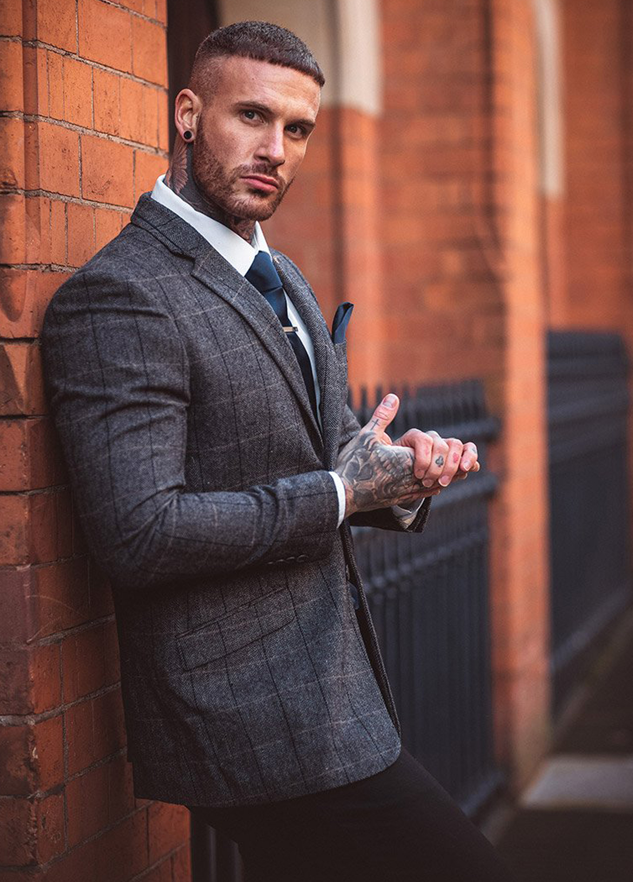 Cavani Albert 3 Piece Suits Check Tweed Regular Fit Blazer Grey Check 