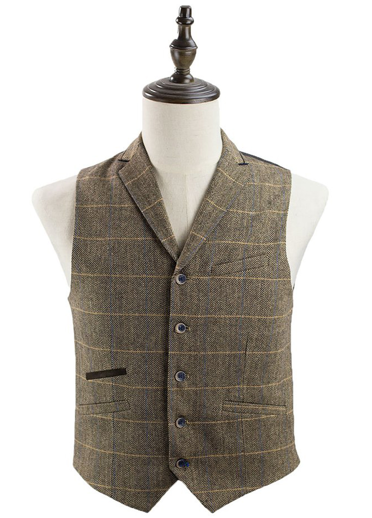 Cavani Albert Brown Tweed Waistcoat | SuitsMe