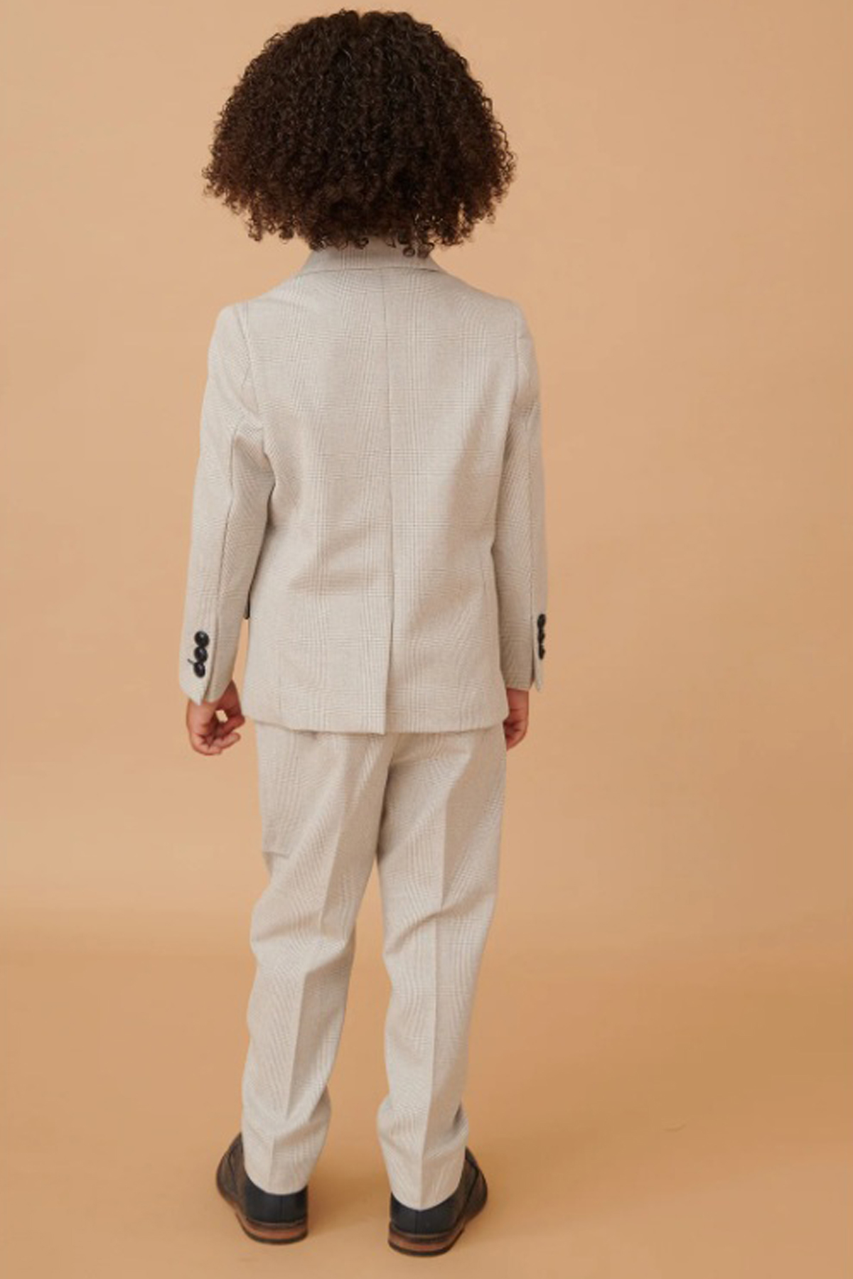 Boys Marc Darcy Bromley Stone Check Wedding 3 Piece Suit - Image 6