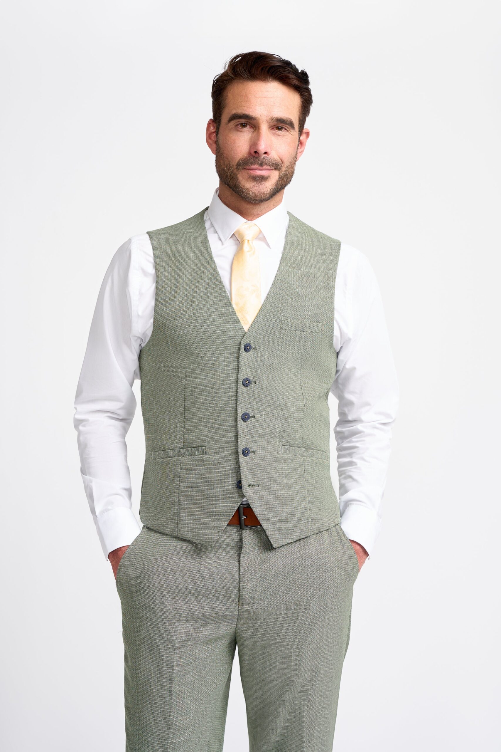 Sage Green Tweed Wedding Suit Men's Sage Green Piece Herringbone