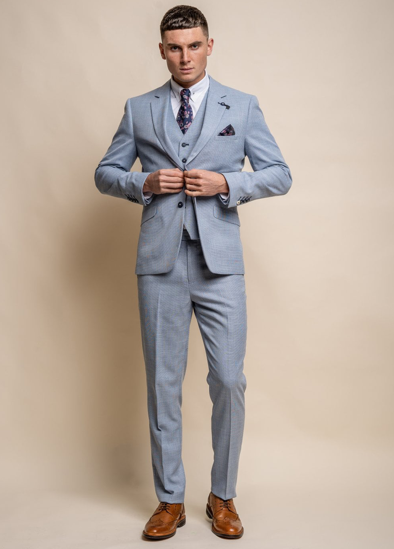 Men Three Piece Suit Sky Blue Wedding Suit Slim Fit Suit Sainly