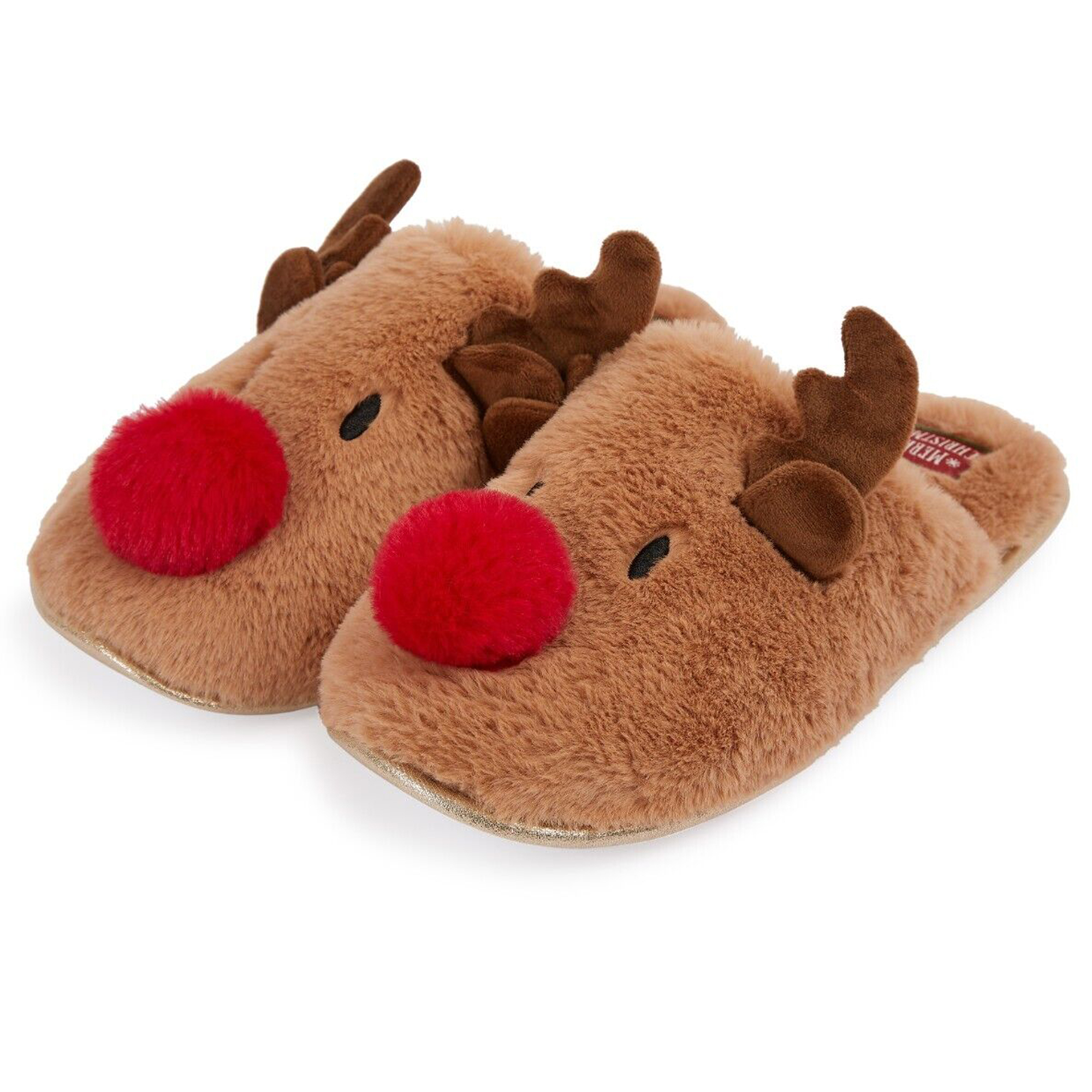 Women's Christmas Novelty Reindeer Open Back Slippers | SuitsMe