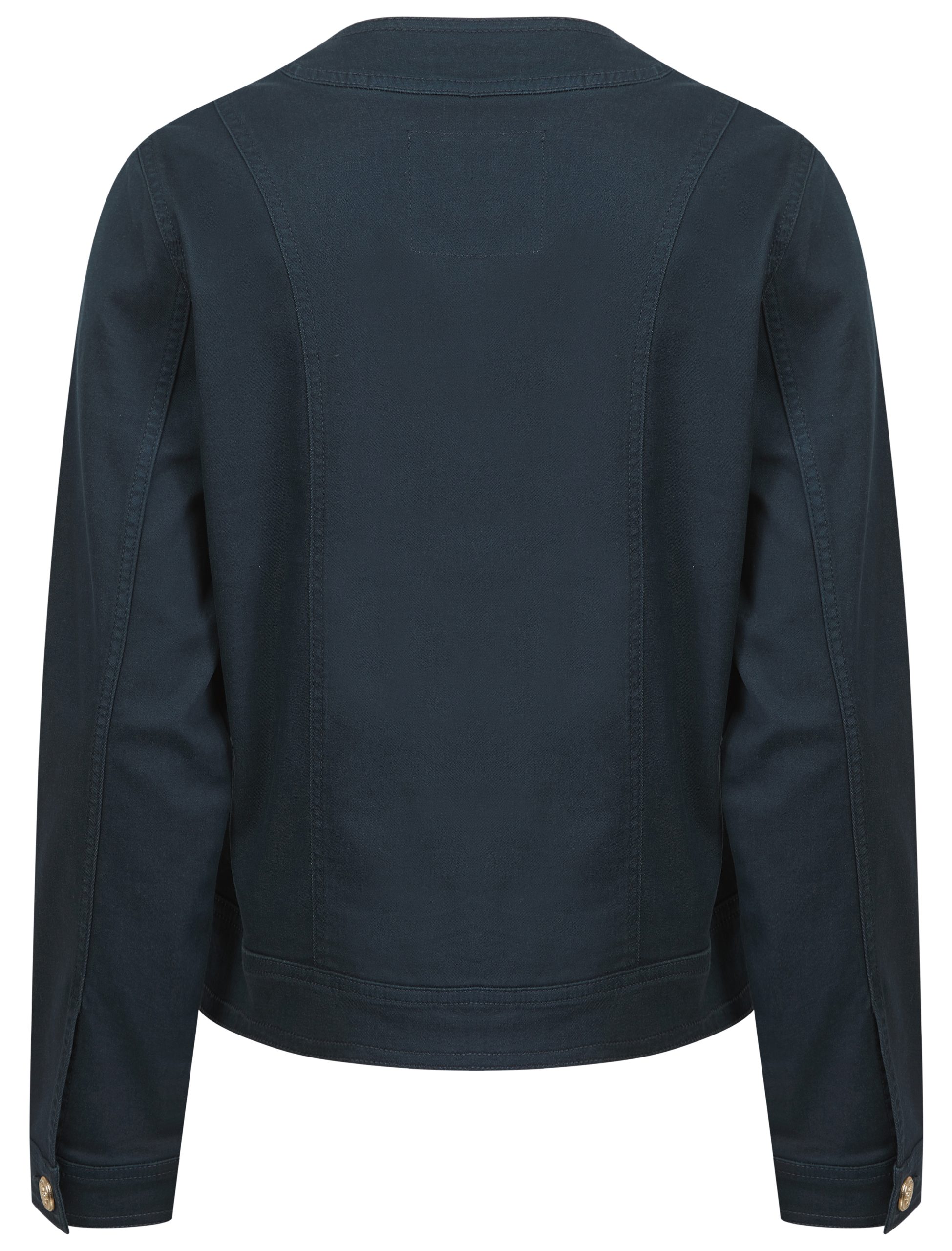 Women's Stretch Denim Biker Jacket Crew Neck Fashion Coat - Image 18