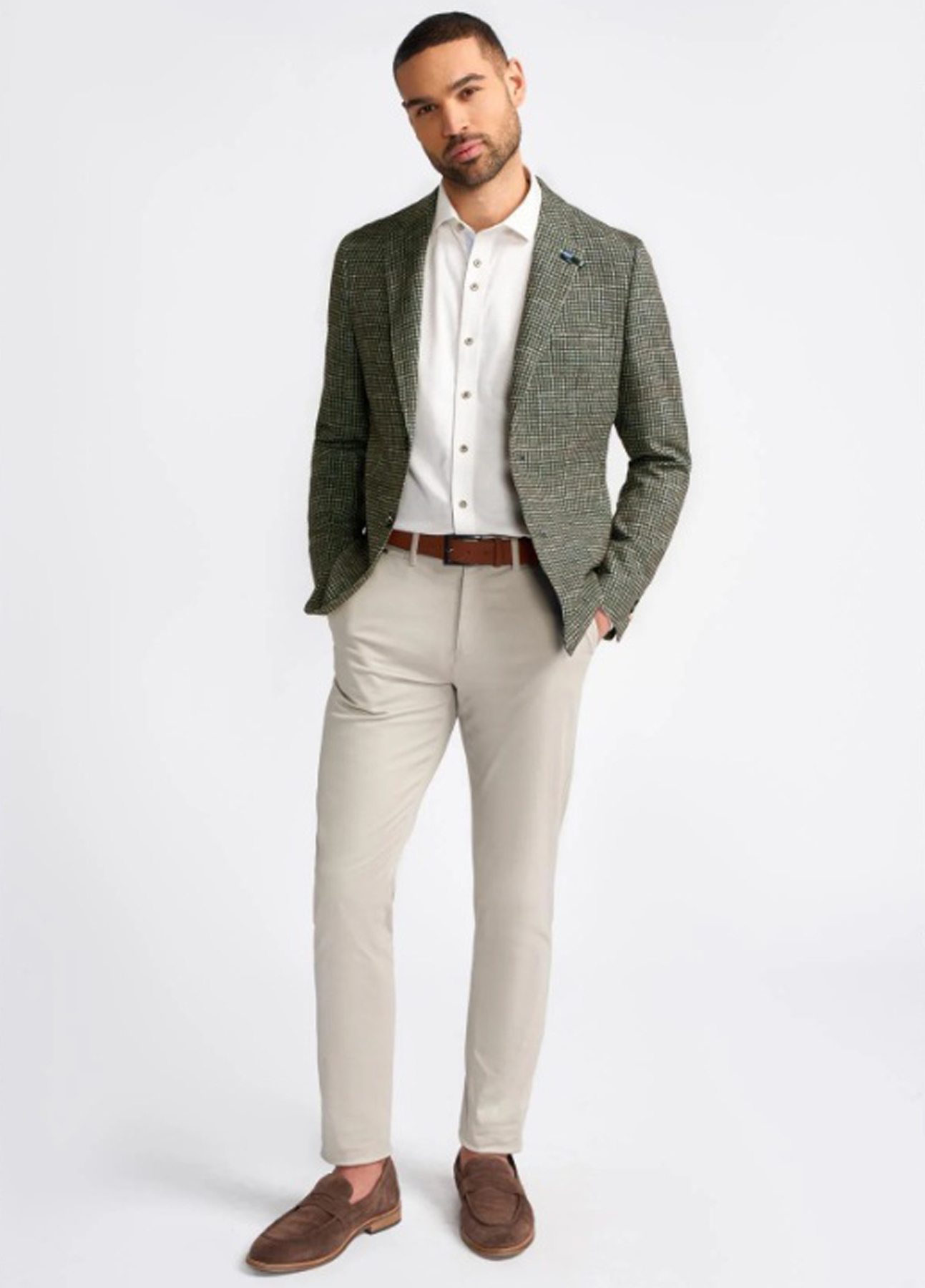 Khaki Chinos Grey Blazer Corneliani Checked Buttoned Blazer, $730 Lookastic