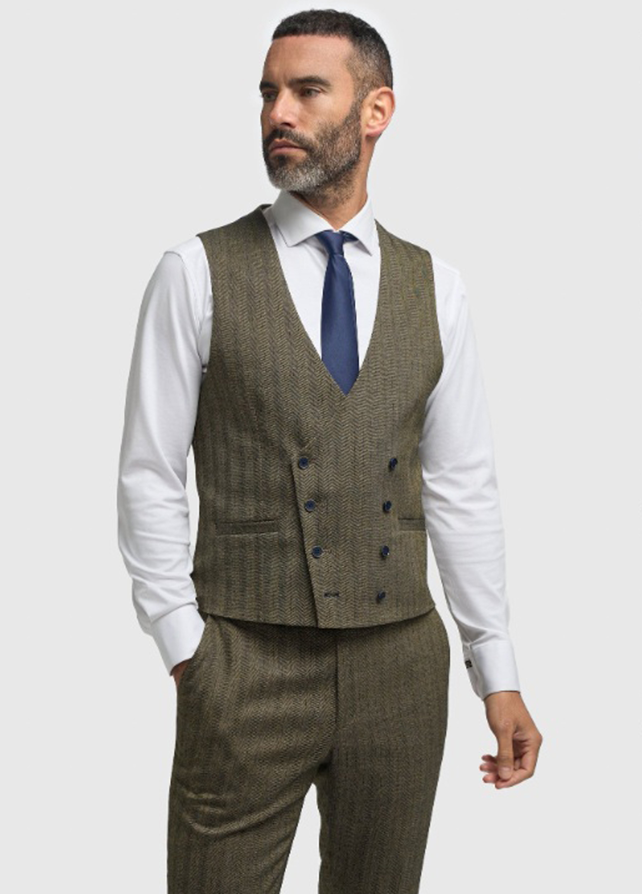 Men's Cavani Sage Green Stylish Slim Fit Wedding 3 Piece Suit - Image 3