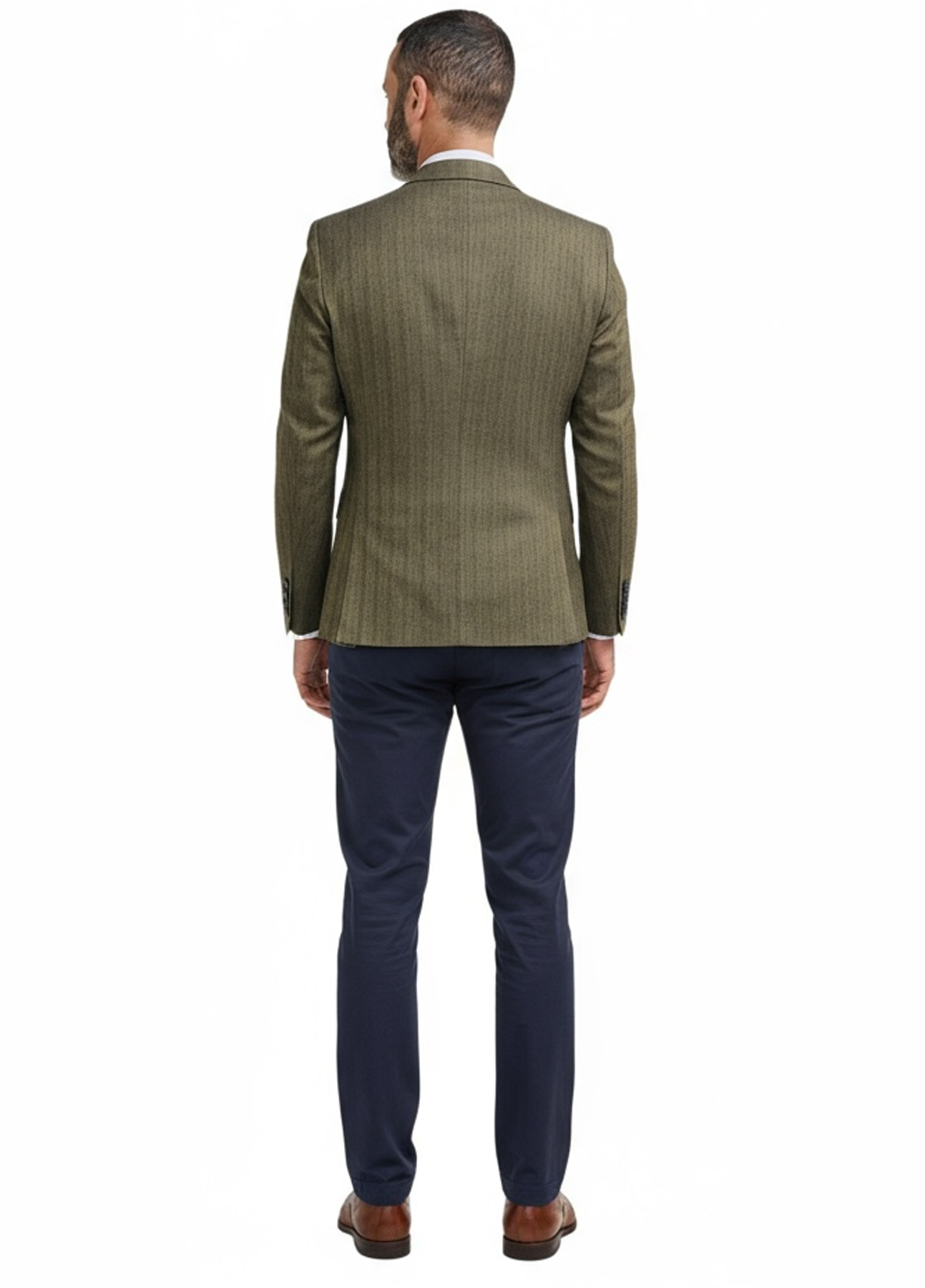 Cavani Contrast 3 Piece Suit Sage Blazer Waistcoat Navy Chino's - Image 3