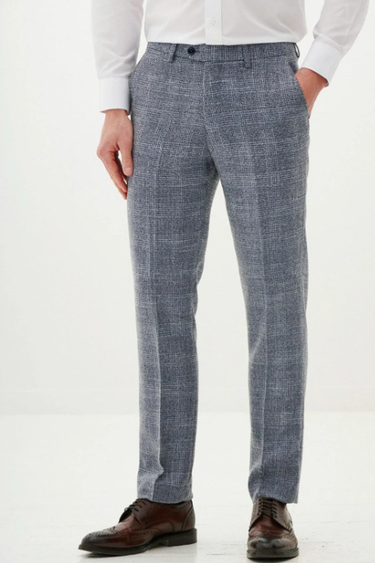 Marc Darcy Sky Blue Tweed Contrast 3 Piece Suit - Image 6