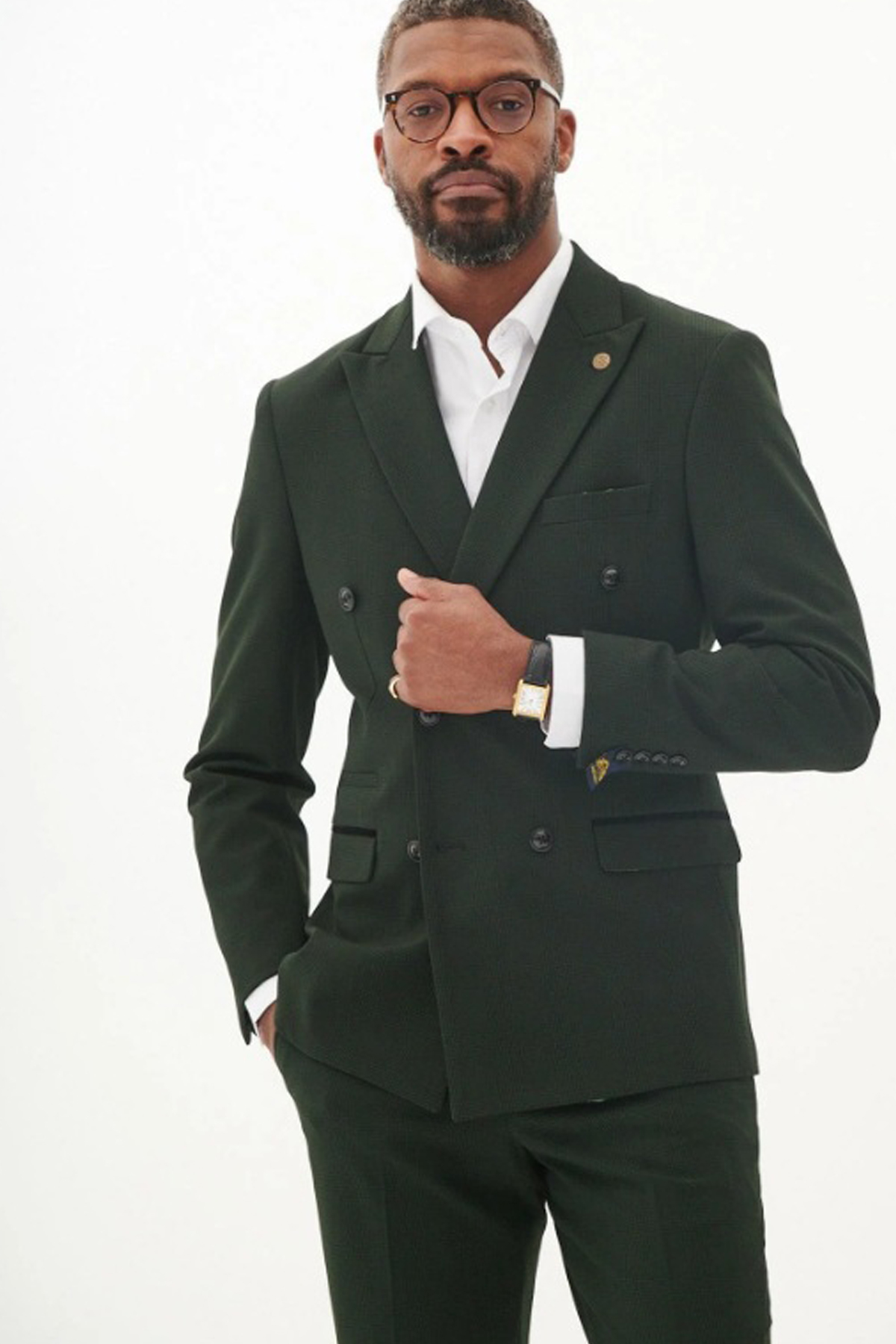 Marc Darcy Olive Green Double Breasted Blazer - Image 4