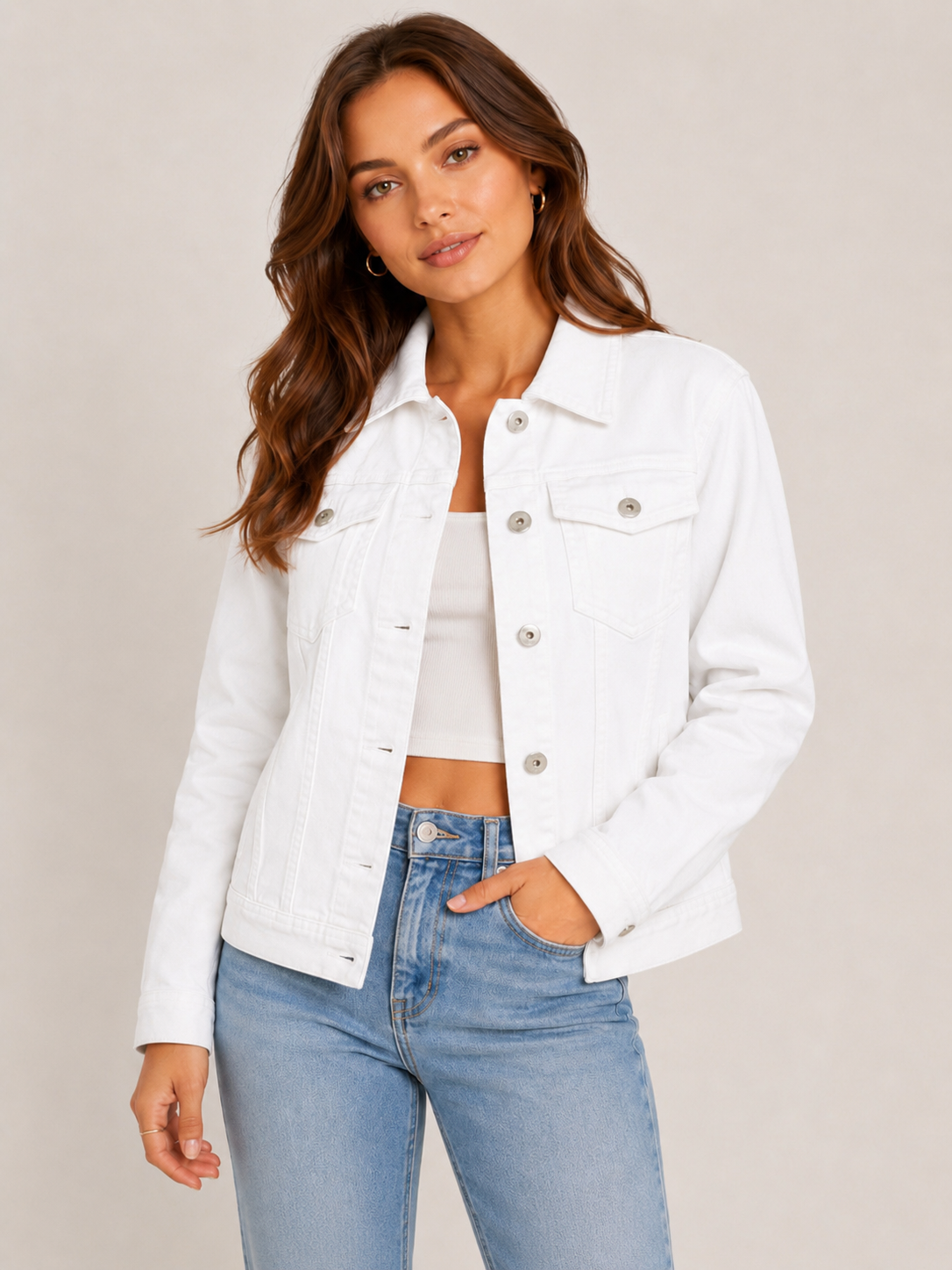 Amara Reya Women’s White Denim Jacket